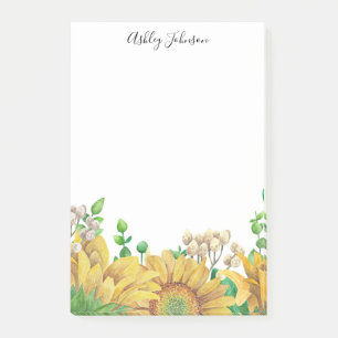 Post-it® Des notes de fleurs rustiques. Aquarelle florale.