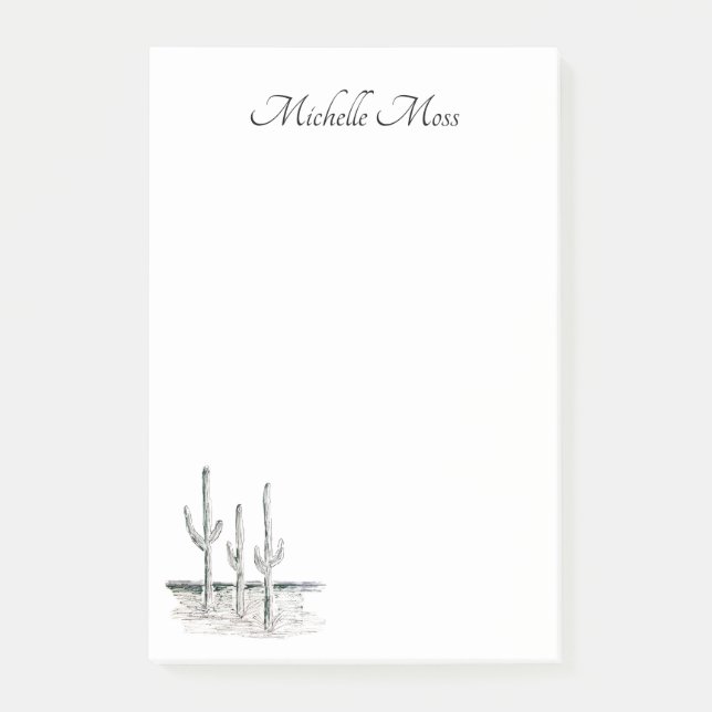 Post-it® Desert Succulent Simple Cactus Noir Blanc (Devant)