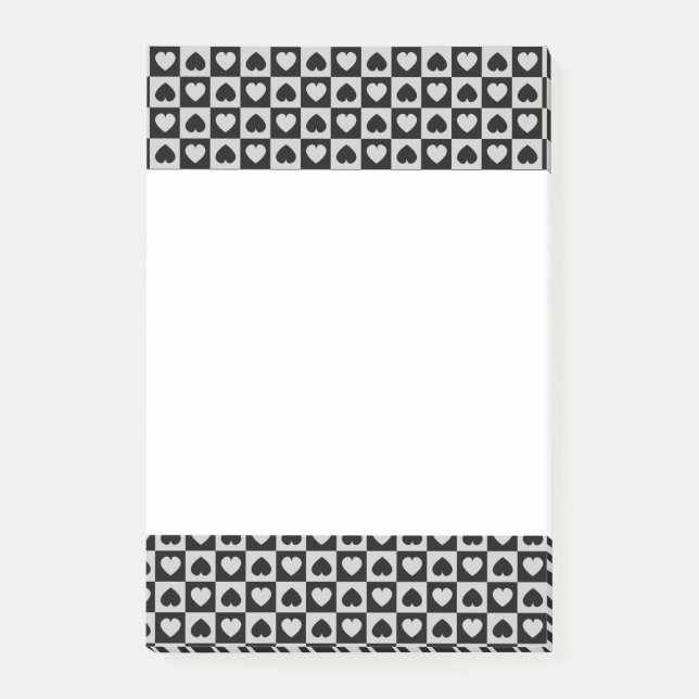 Post-it® Design de coeur noir et gris (Devant)