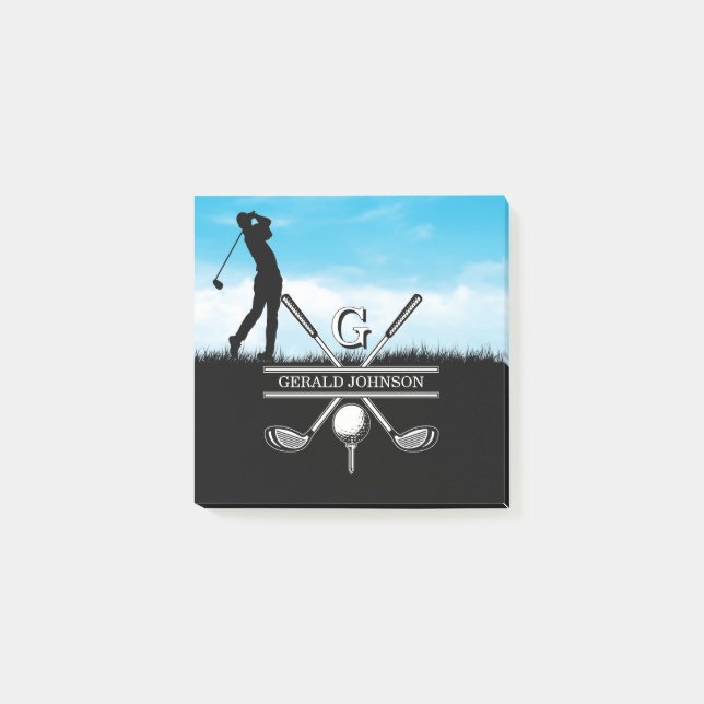Post-it® Design de monogramme Customisé Golfer (Devant)