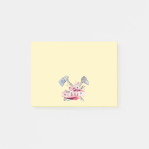 Post-it® Design en aquarelle Tomahawk marteau et fleurs