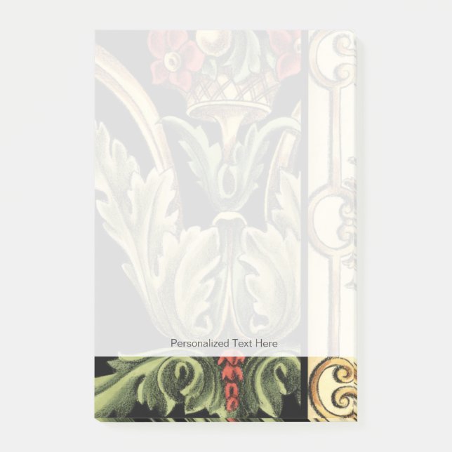 Post-it® Design floral ornemental aux frontières noires (Devant)