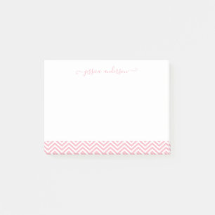 Post-it® Design moderne Chic Blush Rose Blanc Chevron Scrip