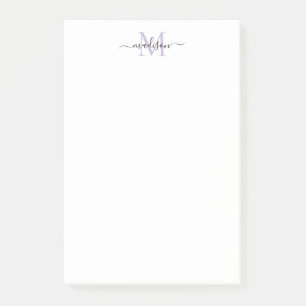 Post-it® Design Moderne Script Monogramme Purple Pastel