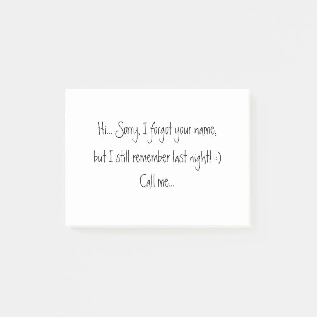 Post-it® Désolé d'avoir oublié votre nom ! Dating Love Blac (Devant)