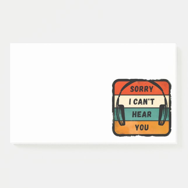 Post-it® Désolé de ne pas vous entendre - Casques Retro (Devant)