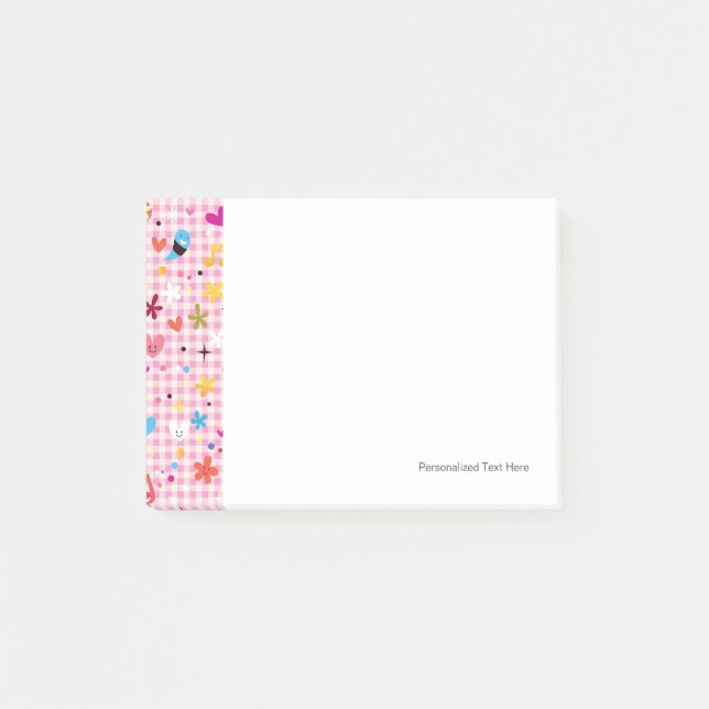 Post-it® dessin animé amusant rose motif (Devant)