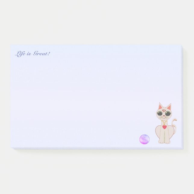 Post-it® Dessin animé de chat beige mignon sur fond bleu cl (Devant)