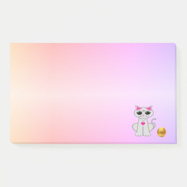 Post-it® Dessin animé de chat mignon sur couleurs pastel (Devant)