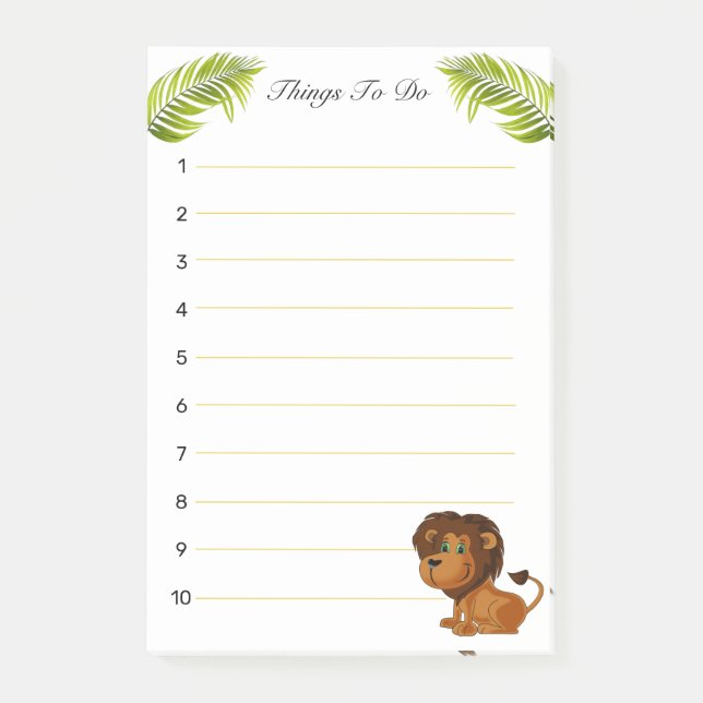 Post-it® Dessin animé de lion et feuilles de palmier Choses (Devant)