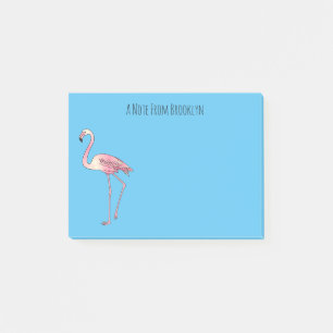 Post-it® dessin animé d'oiseau Flamant rose