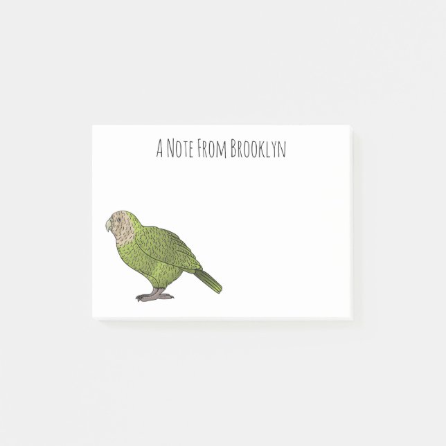Post-it® dessin animé d'oiseaux de Kakapo (Devant)