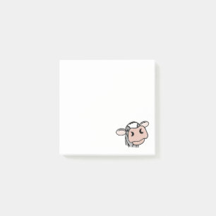 Post-it® dessin animé vache noir blanc rose baiser gris ani