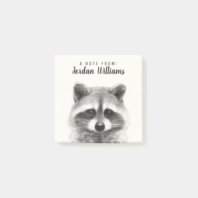 Post-it® Dessin au crayon de Raccoon (Devant)