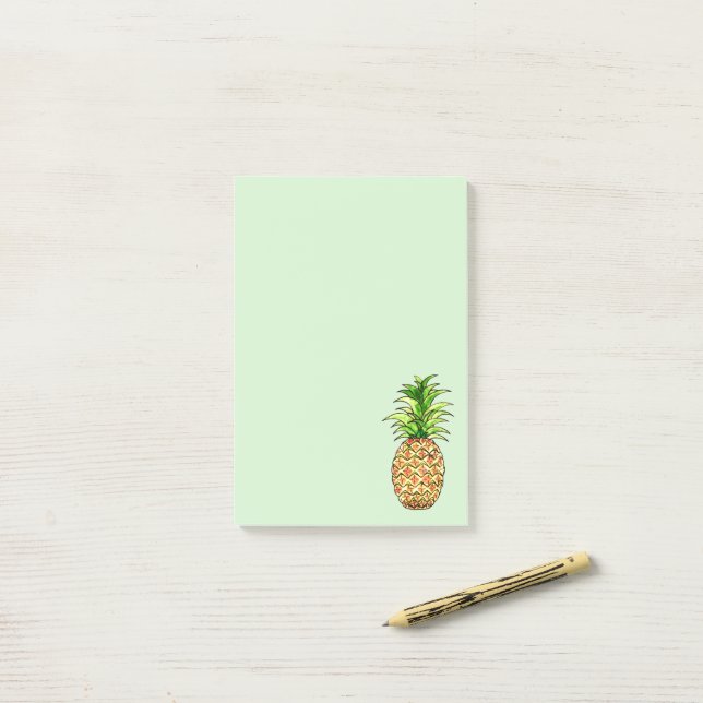 Post-it® dessin d'ananas aquarelle (Sur un bureau)