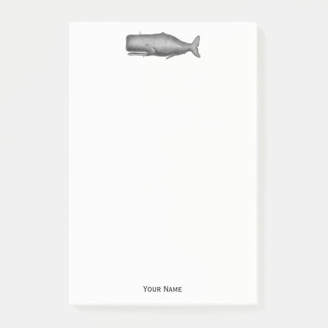 Post-it® Dessin de baleine d'époque du 19ème siècle (Devant)
