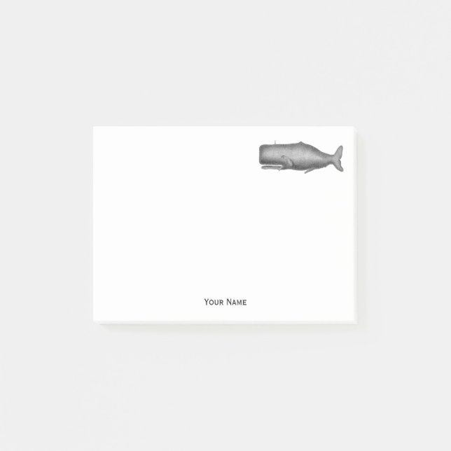 Post-it® Dessin de baleine d'époque du 19ème siècle (Devant)