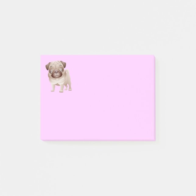 Post-it® Dessin de Chien Carlin Puppy Caricature Graphique  (Devant)