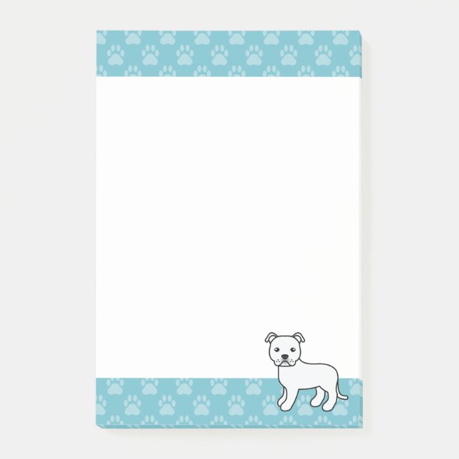 Post-it® Dessin de chien Staffordshire Bull Terrier blanc (Devant)