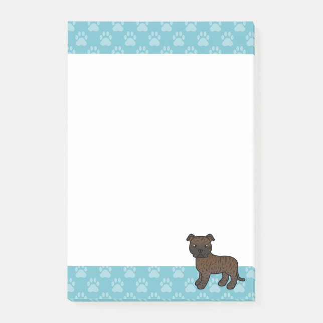 Post-it® Dessin de chien Staffordshire Bull Terrier bringé (Devant)