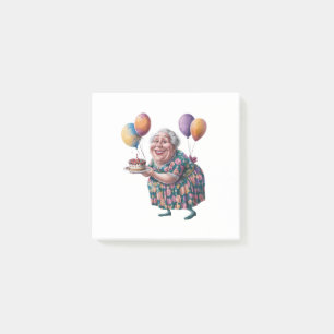 Post-it® Dessin de fête d'anniversaire de grand-mère drôle