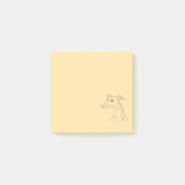 Post-it® Dessin de lévrier au trait gris - Design minimalis (Devant)
