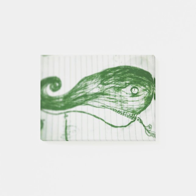 Post-it® dessin de manga anime de baleine verte (Devant)