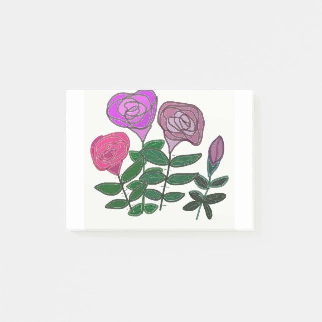 Post-it® Dessin de rose coloré (Devant)