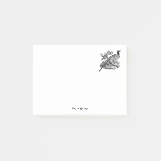 Post-it® Dessin en noir et blanc d'un faisan de chasse vint (Devant)