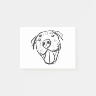 Post-it® dessin numérique à la main d'un pitbull souriant