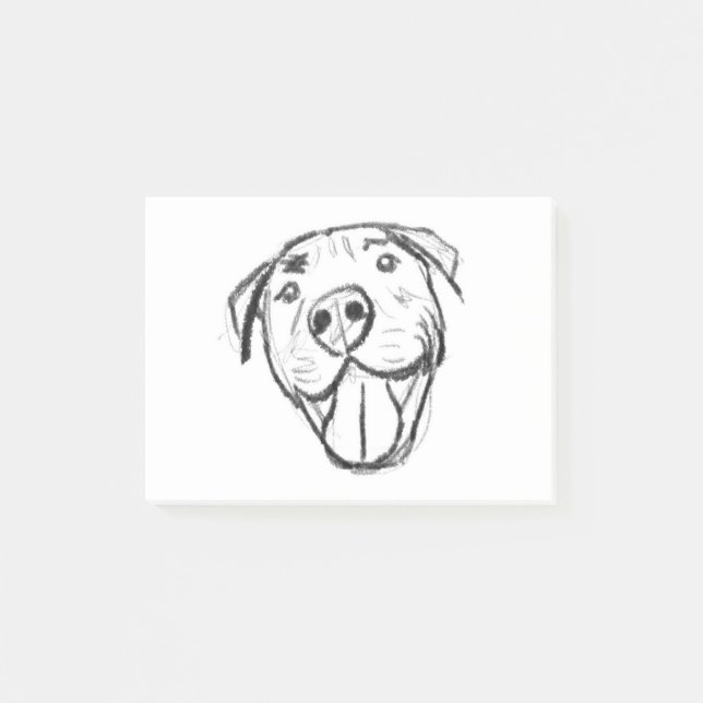 Post-it® dessin numérique à la main d'un pitbull souriant (Devant)