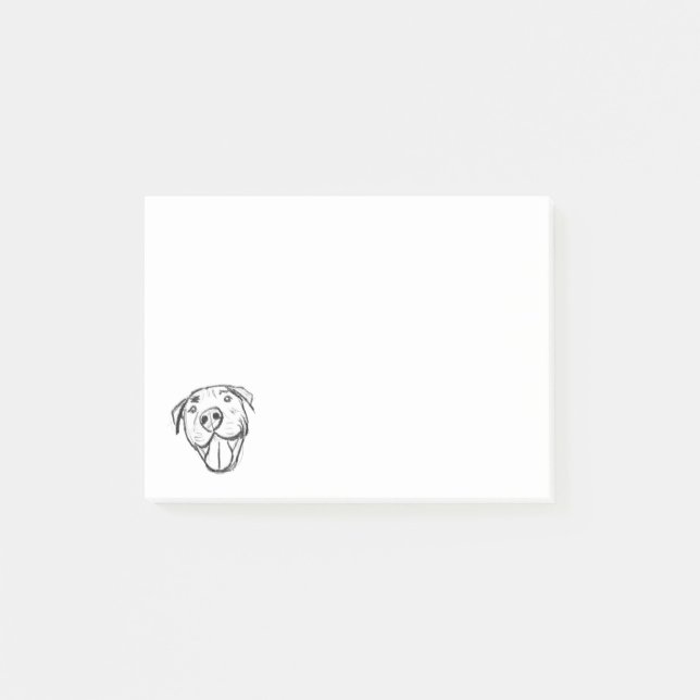 Post-it® dessin pitbull simple amoureux des chiens noir bla (Devant)