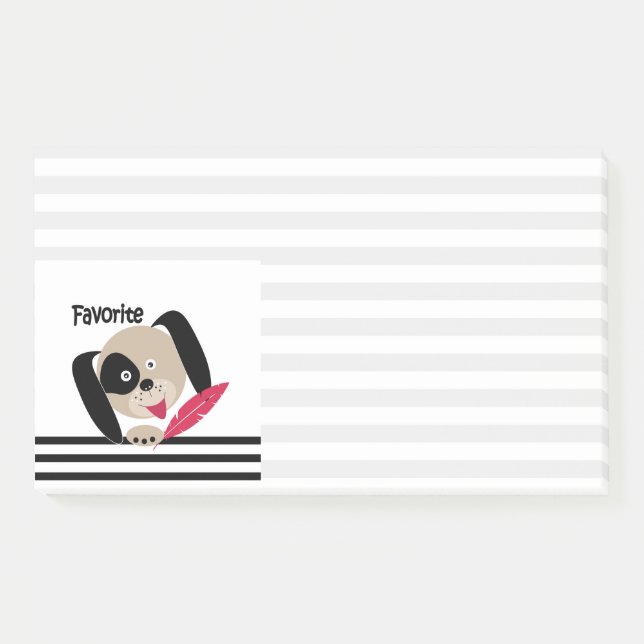 Post-it® Dessin pour enfants amusant chien préféré chiot bl (Devant)