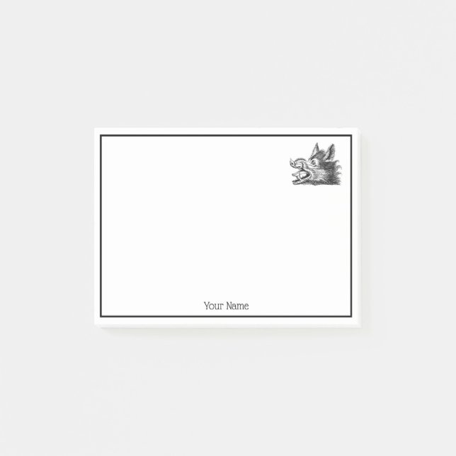 Post-it® Dessin tête de sanglier vintage en noir et blanc (Devant)