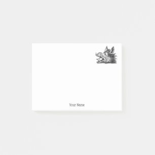 Post-it® Dessin tête de sanglier vintage en noir et blanc