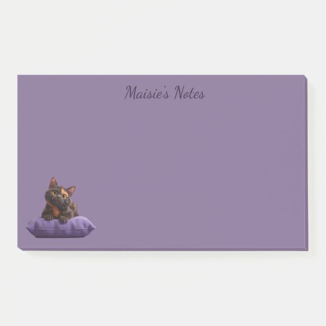 Post-it® Dessin Tortoiseshell Kitten sur coussin pourpre (Devant)