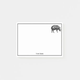 Post-it® Dessin vintage de sanglier en noir et blanc