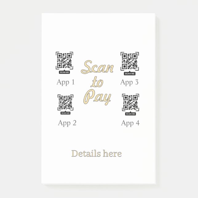 Post-it® détails de commande de paiement par scan du code Q (Devant)
