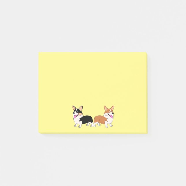 Post-it® Deux Corgis de Gallois de bande dessinée (Devant)