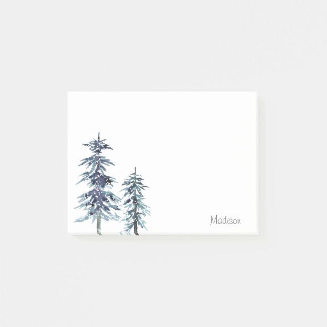 Post-it® Deux pins d'hiver aquarelle (Devant)