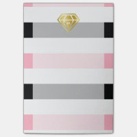 Diamant Or & Pink & Black Stripes Monogramme