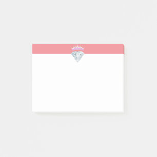 Post-it® Diamant & tiara élégant sur corail et blanc