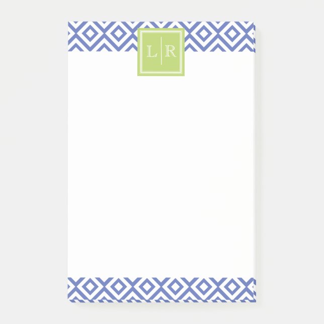 Post-it® Diamants bleus Motif et monogramme (Devant)