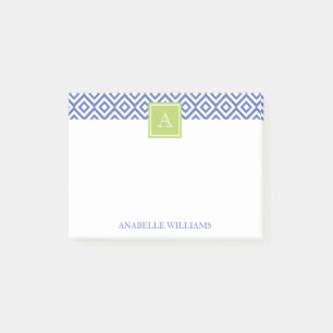 Post-it® Diamants bleus Motif et monogramme vert