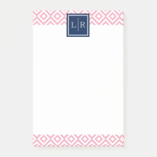 Post-it® Diamants roses Motif et monogramme (Devant)