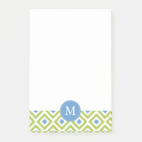 Diamants verts et bleus monogrammes Ikat Motif