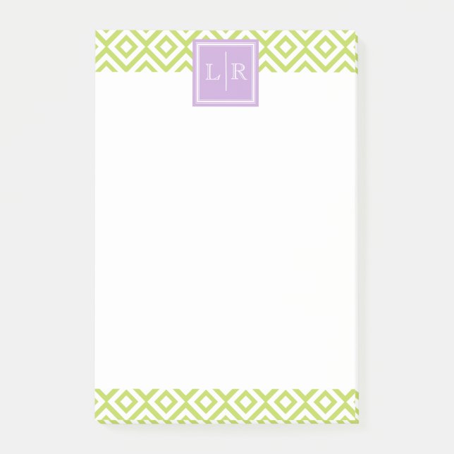 Post-it® Diamants verts Motif et monogramme (Devant)