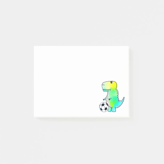 Post-it® Dinosaure mignon Aime Le Football Aquarelle Post-i (Devant)