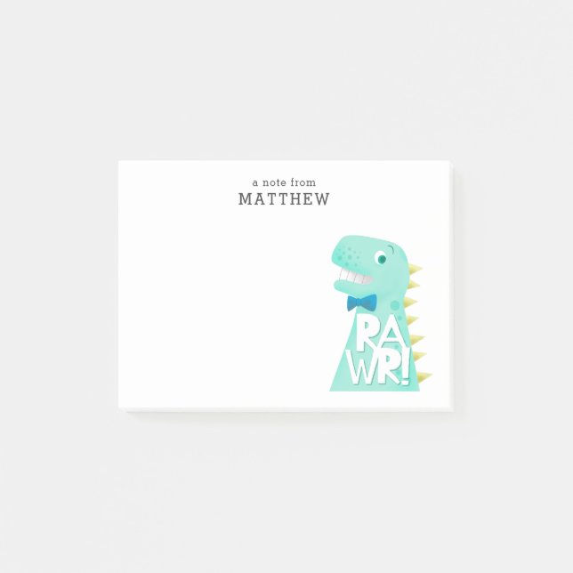 Post-it® Dinosaure mignon RAWR personnalisé (Devant)