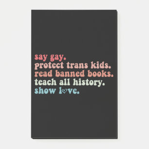 Post-it® Dites Gay Protégez les enfants trans Lisez les liv